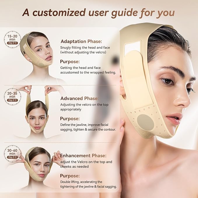 Reusable V Line Silicone Face Strap, Soft Silicone Chin Strap for Women 23-27 Inches (Skin yellow)-Velvo Beauty