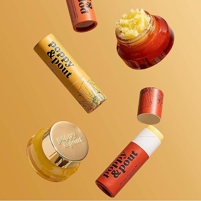 Poppy & Pout Blood Orange Mint Jumbo Lip Balm | All Natural Lip Balms & Moisturizers | Hydrates with Beeswax, Vitamin E, Organic Coconut Oil | Cruelty-Free | Lip Balm in Recyclable Cardboard Tube-Velvo Beauty