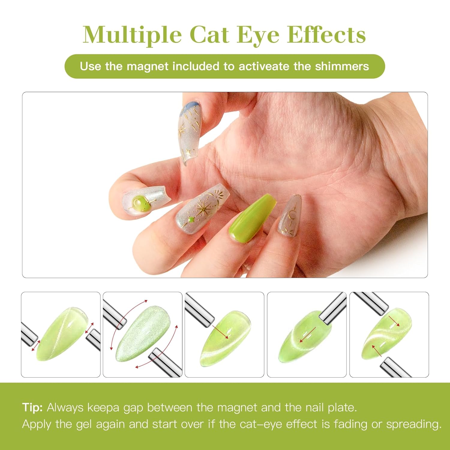 High-Density Cat Eye Gel Nail Polish with Magnet Stick, 15ml Dopamine Color Palette, Magnetic Effect Gel for DIY Manicure, Multiple Color Options - Emerald Gleam-Velvo Beauty