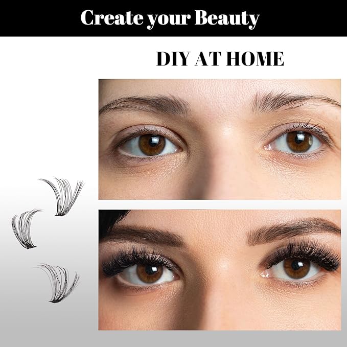 Lash Clusters 320pcs Individual Lashes 30D&40D&60D DIY Lash Extensions D Curl Lash Clusters False Eyelashes Natural Look 11-20mm Mix Cluster Eyelash Extensions EASY TO USE (30D+40D+60D-0.07D)-Velvo Beauty
