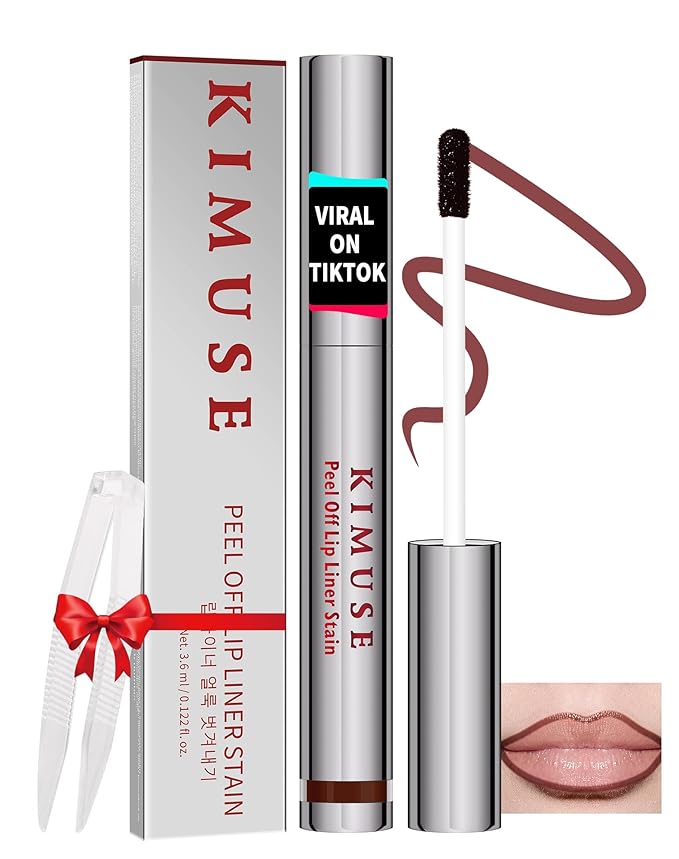 KIMUSE Lip Stain Peel Off, Peel Off Lip Liner Stain with Tweezer, Long Lasting, Waterproof, Transfer Proof Lipstains Color, Smudge-Free, Easy Removal, Matte Finish-Velvo Beauty