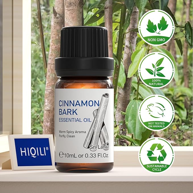HIQILI 0.33 Fl Oz Cinnamon Essential Oil for Spary, Diffuser, Garden and Kitchen - 100% Pure Natural - Indoor and Outdoor, 10 ML-Velvo Beauty