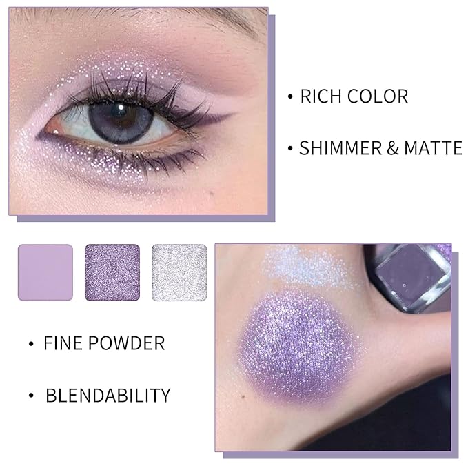 Erinde 9 Colors Eyeshadow Palette, Matte Shimmer Glitter Eye Shadow Palette Makeup, Highly Pigmented Long Lasting Waterproof, Natural Neutral Nude Eyeshadow Make Up Pallet, Purple Dreamscape-Velvo Beauty