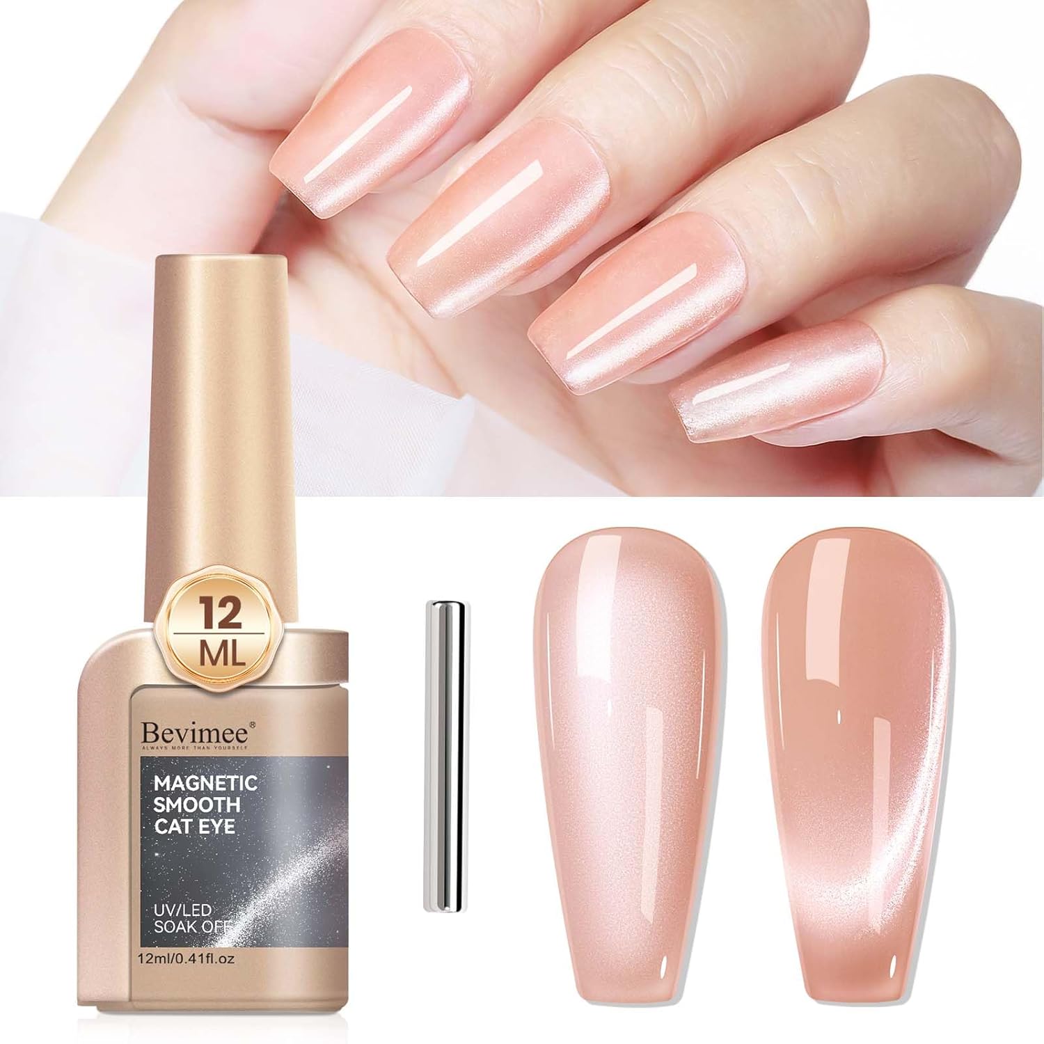 Cat Eye Gel Nail Polish, Moonlight Cateye Gel Polish 12ML Magnetic Nail Polish Holographic Glitter Mirror Glass Ceramics Smoothie UV Gels for Nail Art Manicure DIY at Home 1PC-Velvo Beauty