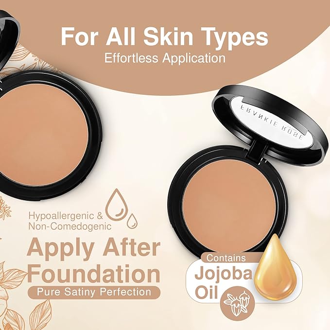 Frankie Rose Cosmetics Powder Foundation – Full Coverage Face Powder For Pores & Imperfections, Evens Out Skin Tone & Shine-Control | 58 Grams (Spice)-Velvo Beauty