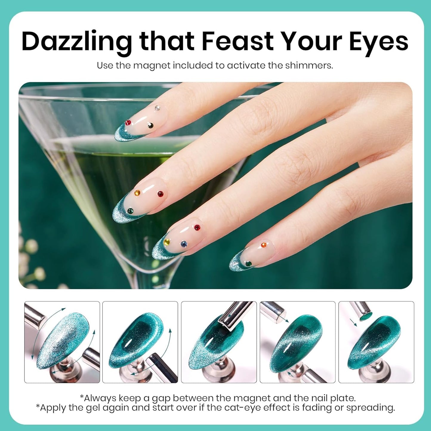 Beetles Green Cat Eye Gel Nail Polish, 9ml Glitter Gel Polish with Magnet Shimmer Green Velvet Soak Off UV LED Nail Lamp Nail Art DIY Home Manicure Design Gift for Women-Velvo Beauty