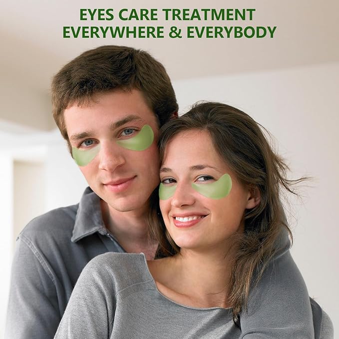 60 Pcs Green Under Eye Patches with 5 Pieces Travel 24K Gold Eye Mask, 30 Pairs Undereye Mask for Dark Circles Puffy Eye Treatment, Collagen Gel Pads Hydrating for Eye Bag Puffiness Wrinkle-Velvo Beauty