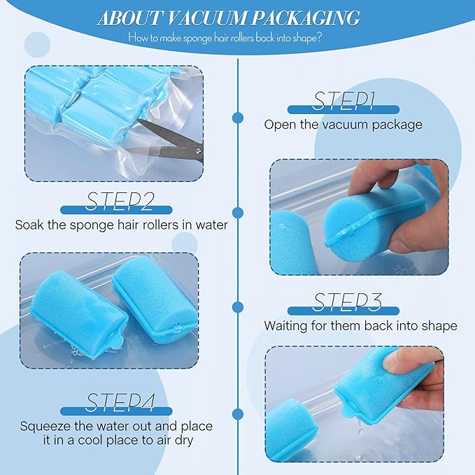 Geyoga 18 Pieces Sponge Hair Rollers Large Soft Foam Hair Styling Curlers Large Size Hairdressing Curlers for Women(1.4 x 2.6 Inches,Blue)-Velvo Beauty