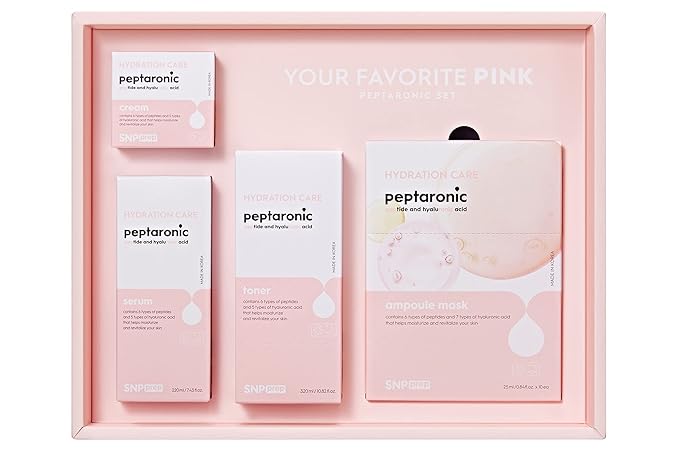 SNP PREP Skincare Set | 4-in-1 Korean Skin Care Set | Peptaronic Complete Skin Care Set | Includes Facial Toner, Cream, Face Serum, and Ampoule Sheet Face Masks | Skin Care Gift Set | 10 Sheets-Velvo Beauty