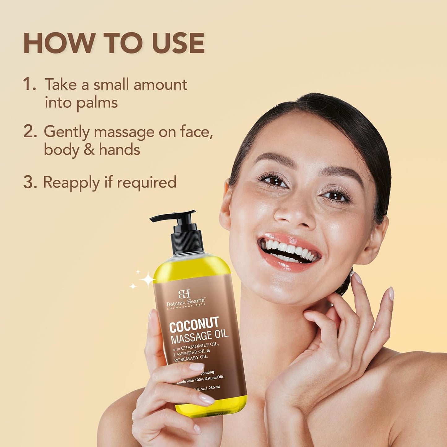 Botanic Hearth Coconut Massage Oil | Ultra|Glide Formula with Soothing Aroma |Made with Natural Oils | All Skin Types, Men & Women | 8 Fl Oz-Velvo Beauty