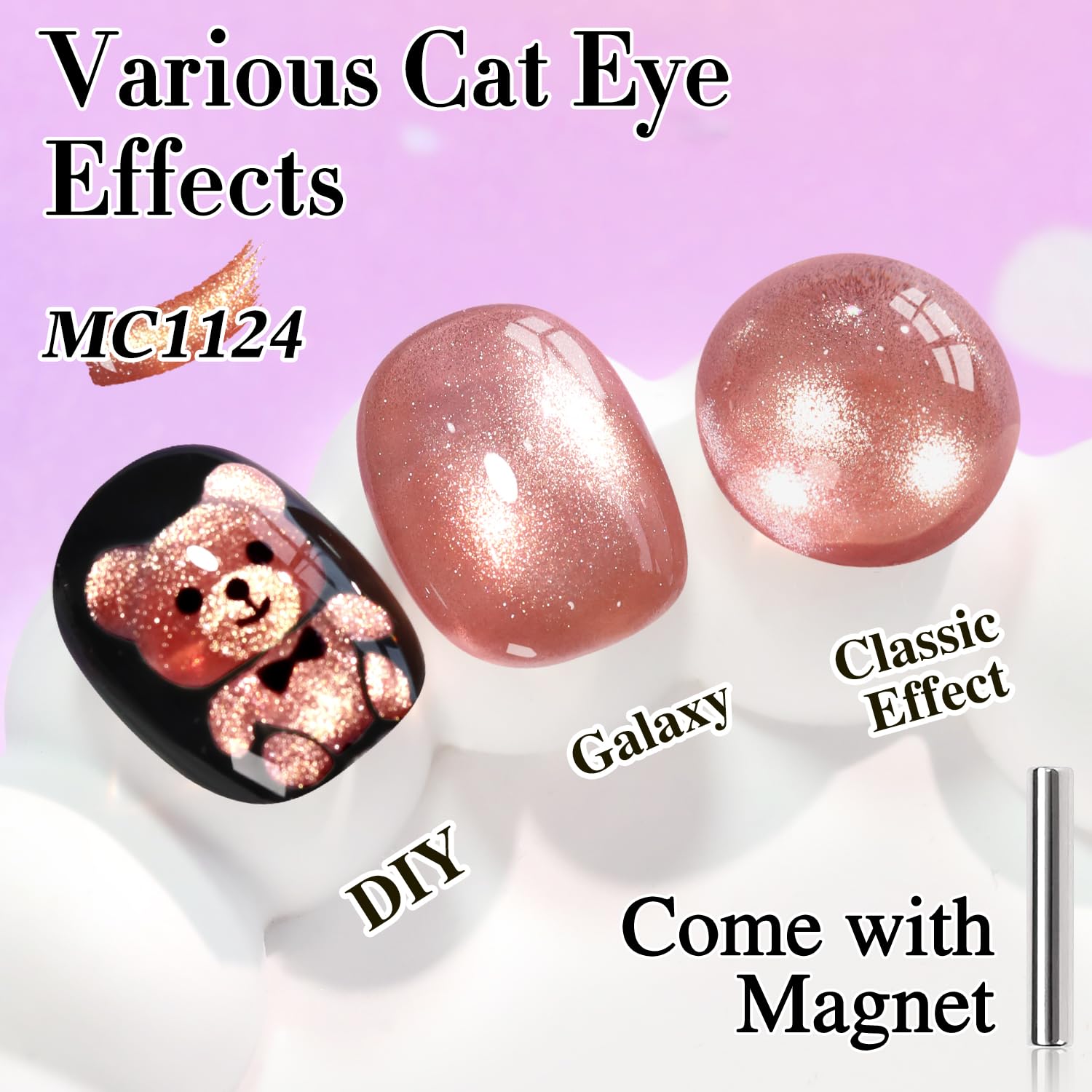 Double Rhythm 15ML Ice Glass Cat Eye Gel Polish with Magnet Holographic Glitter Shimmer Translucent Sheer Color Salon Soak Off Magnetic Nail at Home (Plum Purple-MC1124)-Velvo Beauty