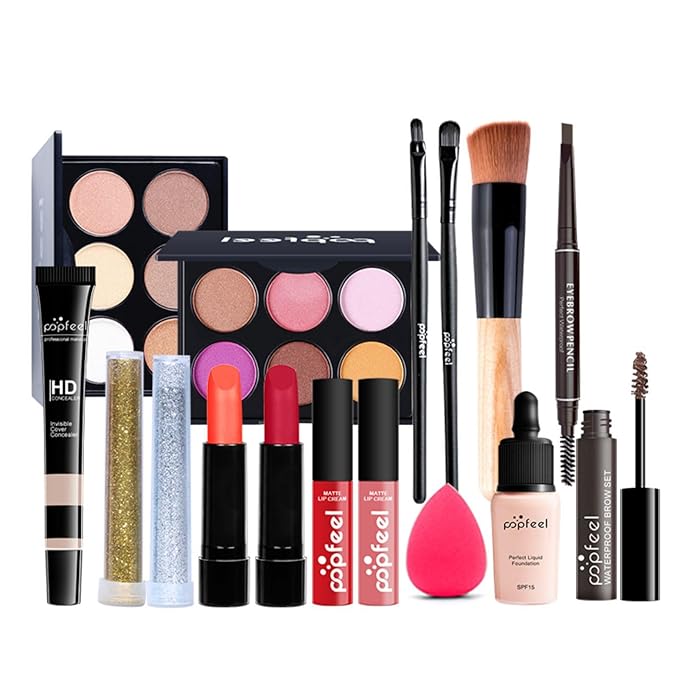 All-in-one Makeup Set Holiday Gift | Full Makeup Kit for Women Essential Starter Bundle Include Eyeshadow Palette Lipstick Blush Cream Concealer Face Powder Eyeliner Mascara Lipgloss Brush-Velvo Beauty