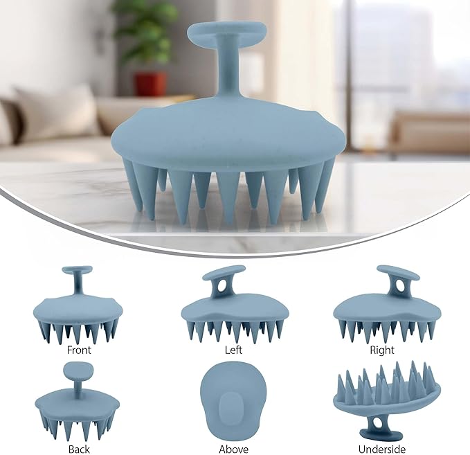 Fiora Naturals Scalp Massager Shampoo Brush - Silicon Scalp Scrubber & Exfoliator for Dandruff Removal and Hair Growth, Scalp Brush for Wet & Dry Hair, Shampoo Brush for Men, Women, Kids - BPA Free-Velvo Beauty
