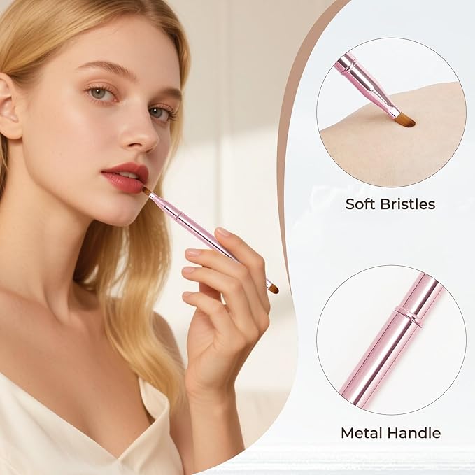 Unaone 2 Pack Lip Brush for Lipstick, Dual-Ended Lip Makeup Brush with Lid, Lipstick Brush for Lip Gloss-Velvo Beauty
