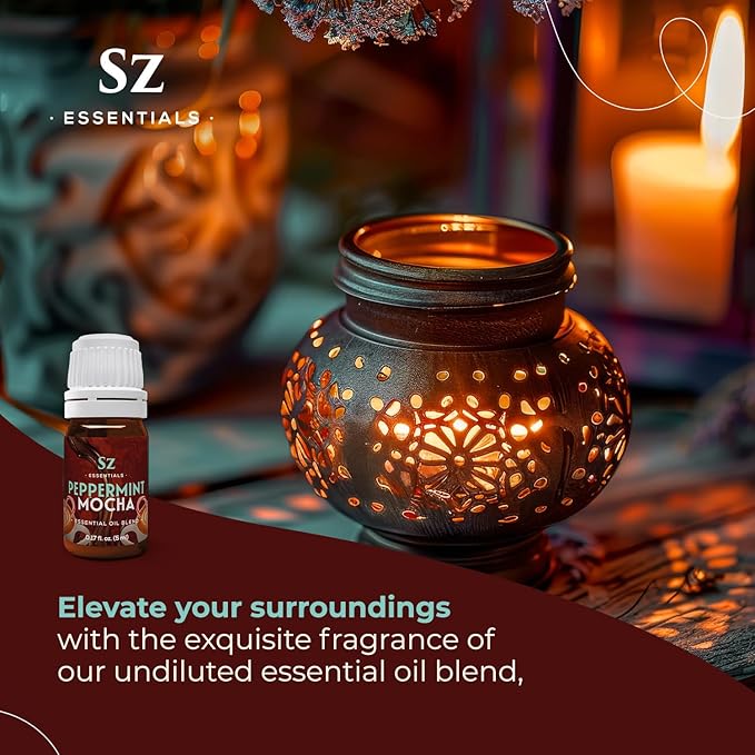 Peppermint Mocha Premium Essential Oil for Diffuser 100% Pure Essential Undiluted Oil - Extracted from Peppermint, Coffee, Cocoa with Vanilla Overtones - Plant Based - 0.17 Fl Oz (5ml)-Velvo Beauty