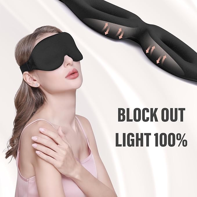 YIVIEW Sleep Mask for Side Sleeper, Complete Light Blocking 3D Sleeping Eye Mask, Soft Breathable Eye Cover for Women Men, Relaxing Zero Pressure Night Blindfold-Velvo Beauty