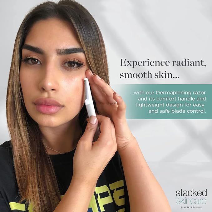 StackedSkincare Dermaplaning Replacement Blades - 3 Pack Face Razor Refills for Women, Peach Fuzz Remover and Exfoliating Tool, Fits StackedSkincare Dermaplane Tool-Velvo Beauty