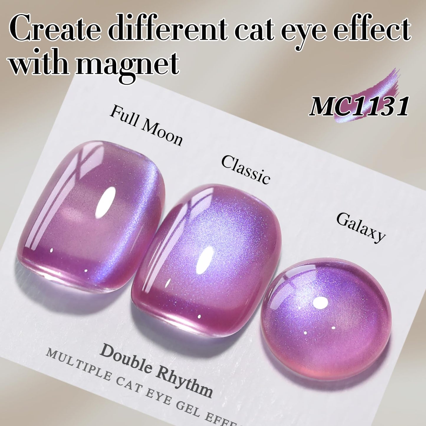 Double Rhythm 15ML Ice Glass Cat Eye Gel Polish with Magnet Holographic Glitter Shimmer Translucent Sheer Color Salon Soak Off Magnetic Nail at Home (Rose Violet-MC1131)-Velvo Beauty