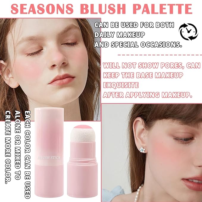Matte Contour Blush Stick for Cheeks and Face - Buildable Shimmer Facial Blusher Shades - Blendable Cosmetic Makeup 02-Velvo Beauty