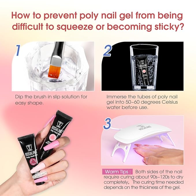 Poly Nail Gel Starter Kit -14 Colors + 75 Nails Art Accessories Kits, ROSALIND Nue Clear Poly Extension Gel with Big UV Light 48W and Electric Nail Drill Starter Kit with Everything-Velvo Beauty