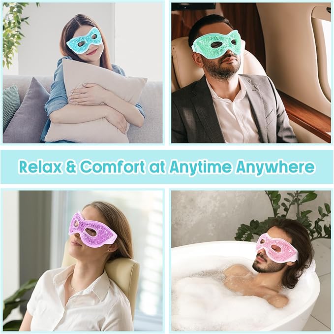 8 Pcs Gel Eye Mask Reusable Cooling Eye Mask Hot Cold Eye Mask with Plush Backing Eye Ice Pack for Cold Compress Dry Eyes Stress Relief Skin Care-Velvo Beauty