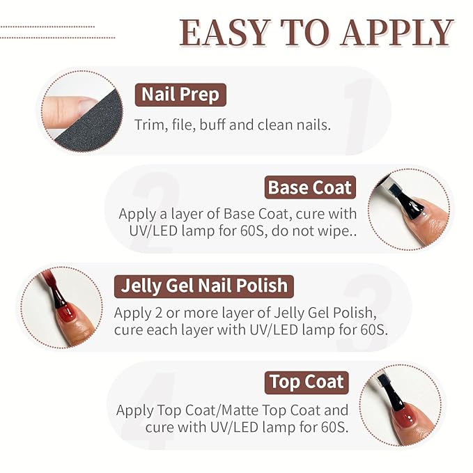 JODSONE 23PCS Gel Nail Polish Set 20 translucent Jelly Color Natural and Elegant Long Lasting Suitable for Home and Salon-Velvo Beauty