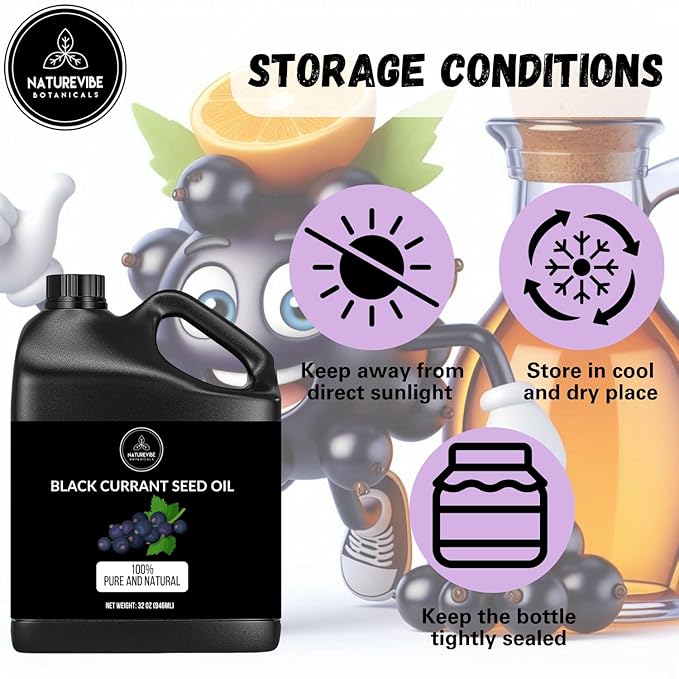 Naturevibe Botanicals Black Currant Oil 32 Ounces | 100% Pure and Natural | Great for Skin Care and Hair Care-Velvo Beauty