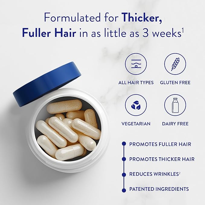 Routine Wellness Hair Growth Supplement - Clinically Proven for Thicker, Fuller Hair - Reduces Wrinkles, Fine Lines - Gluten Free, Ideal for Women & Men with Thinning Hair - 2 Bottles, 60 Day Supply-Velvo Beauty