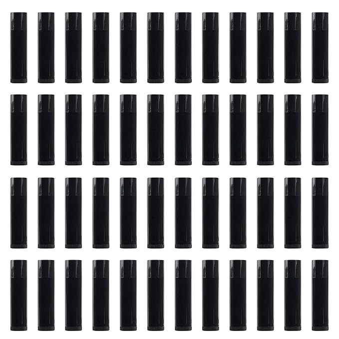 RONRONS 50 Pieces Refillable Lip Balm Crafting Tubes, 5ml Black Empty Lip Balm Tubes Containers, Mini Twist-up Lip Gloss Tube Homemade Deodorant Bottles DIY Cosmetics Makeup Tools Accessories-Velvo Beauty