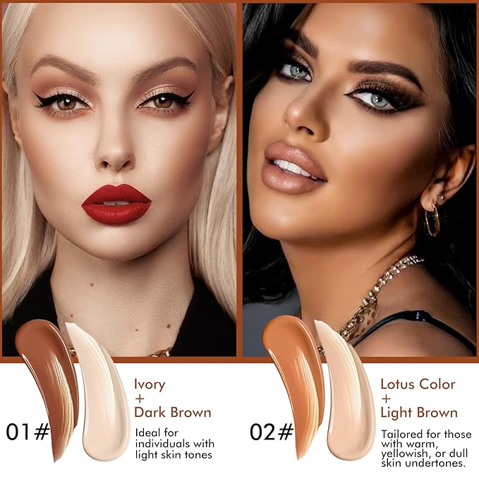 4 Colors Cream Contour, Stick Palette, Contouring Concealer, Stick Primer, Face Makeup Kit for Beginners, Cream Concealer and Highlight Stick(#1+2)-Velvo Beauty