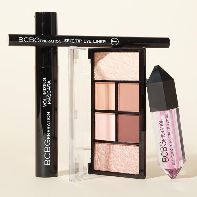 Natural Complete Eye and Lip Set - Includes Eyeshadow Palette, Eye Liner, Mascara, Lip Oil - 4 pcs-Velvo Beauty