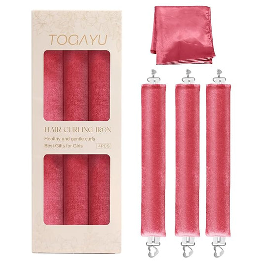 Heatless Curls Overnight Set - Jumbo Overnight Hair Curlers to Sleep In, Soft Velvet Hair Rollers for Women, No Damage Curls Styling Tools 3pcs-Velvo Beauty