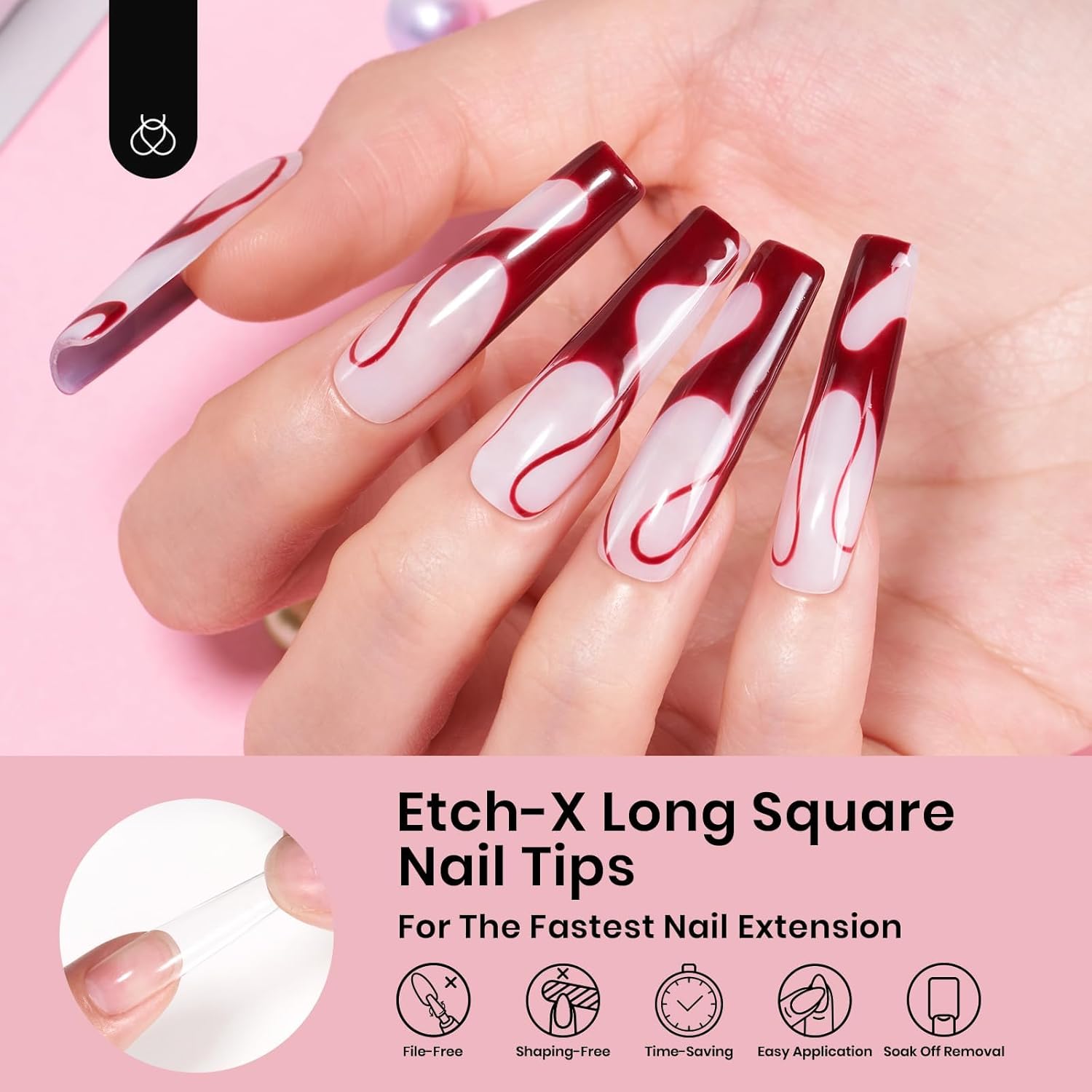 Beetles Gel Nail Tips Long Square 10 Sizes, 288Pcs Pre Shaped Half Matte Press On Nails Gelly Tips False Nails for Gel Nail DIY Art Nail Extensions Acrylic Nails Gift-Velvo Beauty