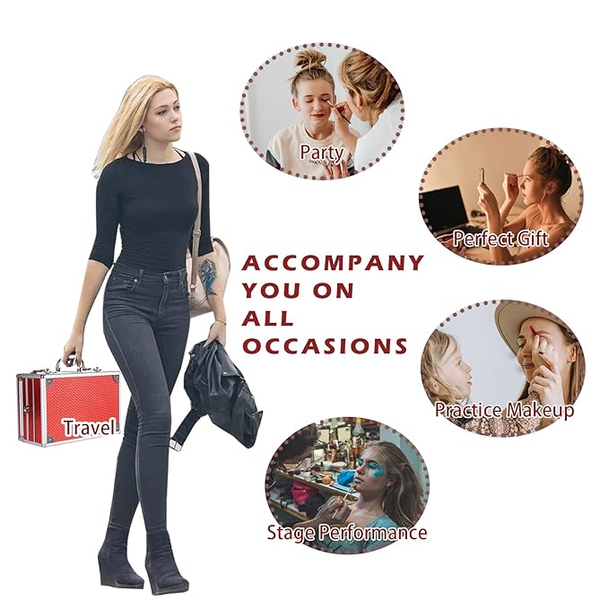 All in One Makeup Kit for Teens, 106 Pcs Professional Makeup Kit for Women Full Kit, Include Eyeshadow Palette, Lipstick Set, Concealer, Foundation, Lipgloss, Makeup Brush(Red)-Velvo Beauty