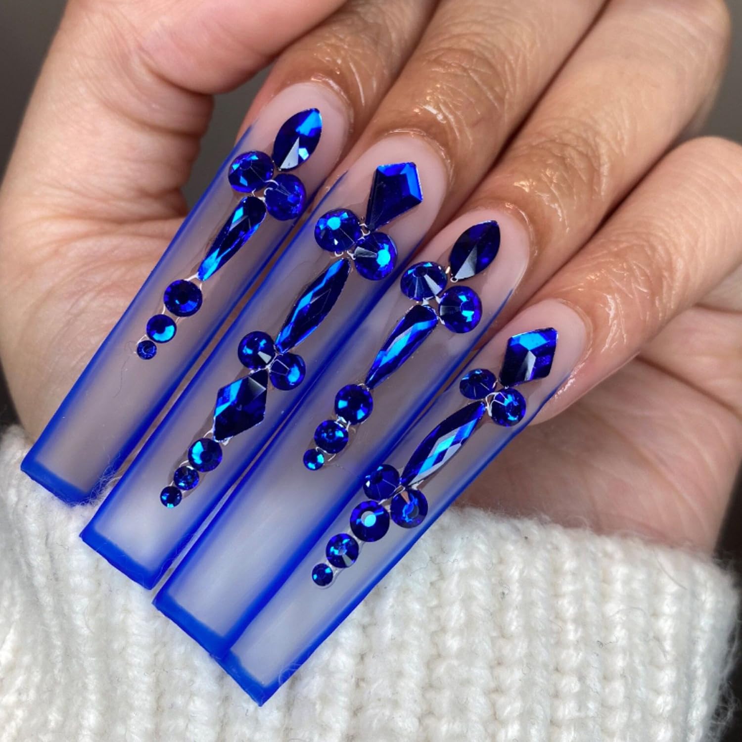 HNUIX Nail Rhinestones - 3D Multi Shape Size, Blue Nail Gems, Flat Back, with Kit, for Nail Art, DIY Decorations-Velvo Beauty