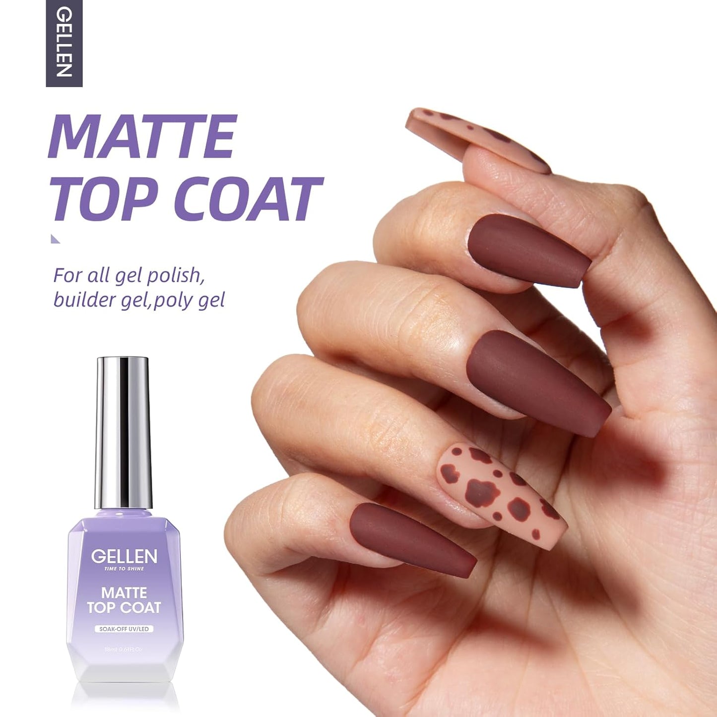 Gellen Gel Top Coat, 18ml 3pc Gel Base and Top Coat Matte and Glossy Top Coat for Gel Nail Polish,No Wipe Clear Gel Top Coat Gel Base Coat Nail Polish Soak Off UV Lamp Gel Polish Set for Starter-Velvo Beauty