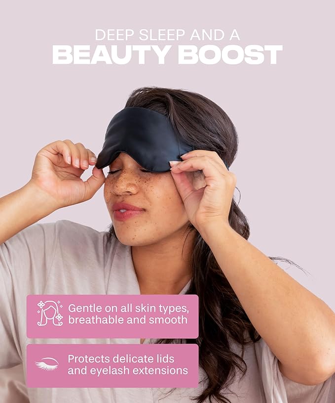 SUNDAYSILKS™ Exclusive Mulberry Silk Sleep Mask | Soft Eye Covers, Blackout Sleeping Mask for Women & Men | Silk Eye Mask for Sleep, Travel, and Relaxation | Antifaz para Dormir [Midnight Blue]-Velvo Beauty