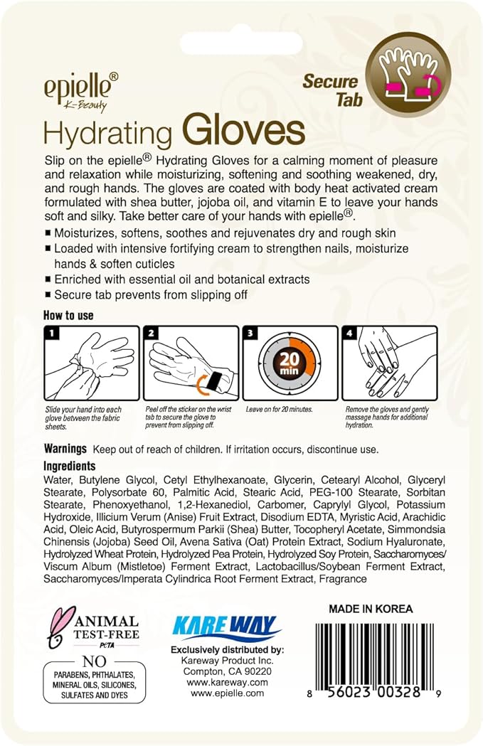 Epielle Hydrating Hand Masks 6 Pairs, Deep Moisturizing Gloves for Dry, Cracked Hands, Relieve and Soften with Shea Butter & Jojoba Oil, Korean Skin Care, Spa Set, Self Care Gifts for Women-Velvo Beauty