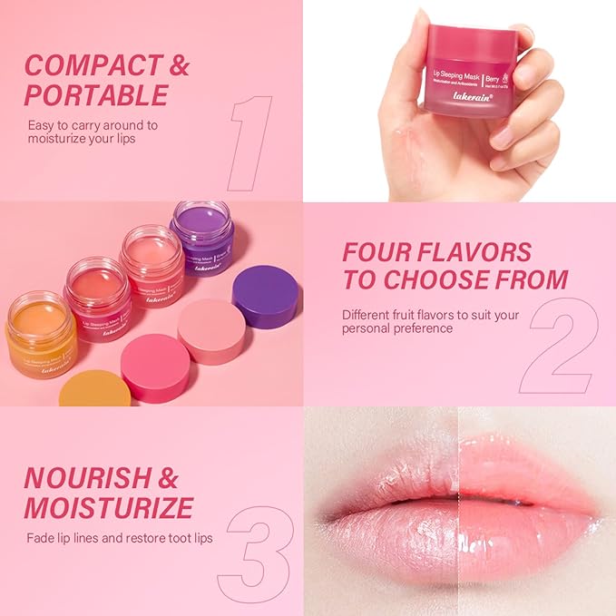 Lip Mask Sleeping,Nourish Hydrate Lip Mask,Lip Oil,Lip Balm, Lip Skin Care,Hydrating, Moisturizing Lip Lines Night Sleep Anti-chapped Lip Cream (Berry)-Velvo Beauty