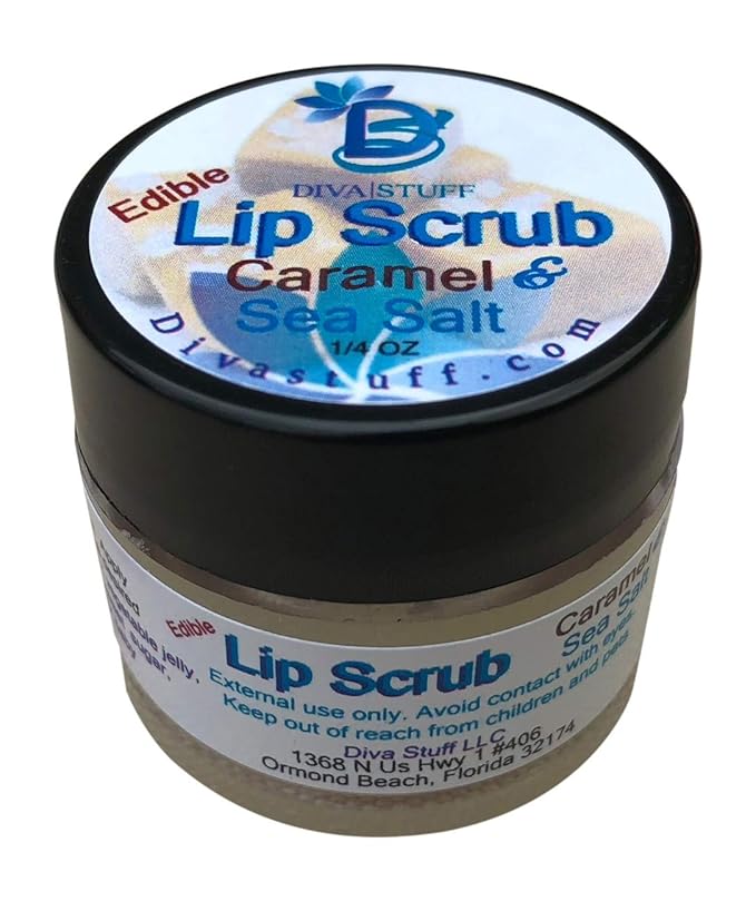 Diva Stuff Ultra Hydrating Lip Scrub for Soft Lips, Gentle Exfoliation, Moisturizer & Conditioner, Caramel & Sea Salt – ¼ oz (Made in the USA)-Velvo Beauty