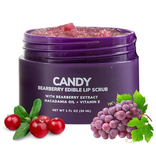 Minimo Candy Lip Exfoliator Scrub & Moisturizer - Lip Scrubber Exfoliator- Lip Brightening For Dark Lips Smoker| Removes Dead Skin from Dry Chapped Lips - Nourishes & Hydrates(1 oz) Grape Nectar-Velvo Beauty