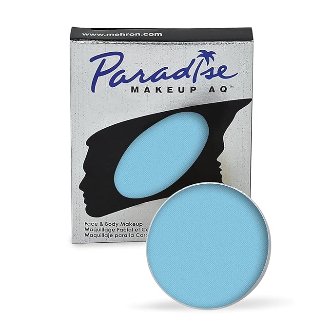 Mehron Makeup Paradise Makeup AQ Refill Size | Stage & Screen, Face & Body Painting, Cosplay, and Halloween | Water Activated Face Paint, Body Paint, Cosplay Makeup .25 oz (7 ml) (LIGHT BLUE)-Velvo Beauty