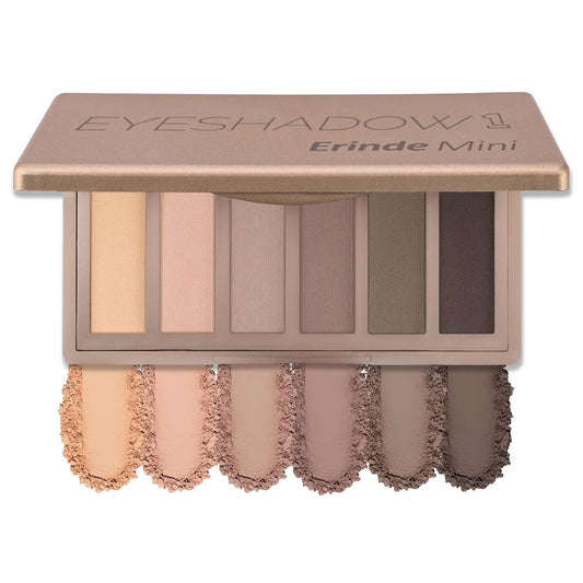 Erinde Mini Eyeshadow Palette - 6 Matte Nude Eye Shadows, Taupe & Brown Eye Shadows Powder for Eye, Contour, or Brows, Ultra-Blendable Cool-Tone Neutral, Long-lasting Travel Makeup Palette with Mirror-Velvo Beauty