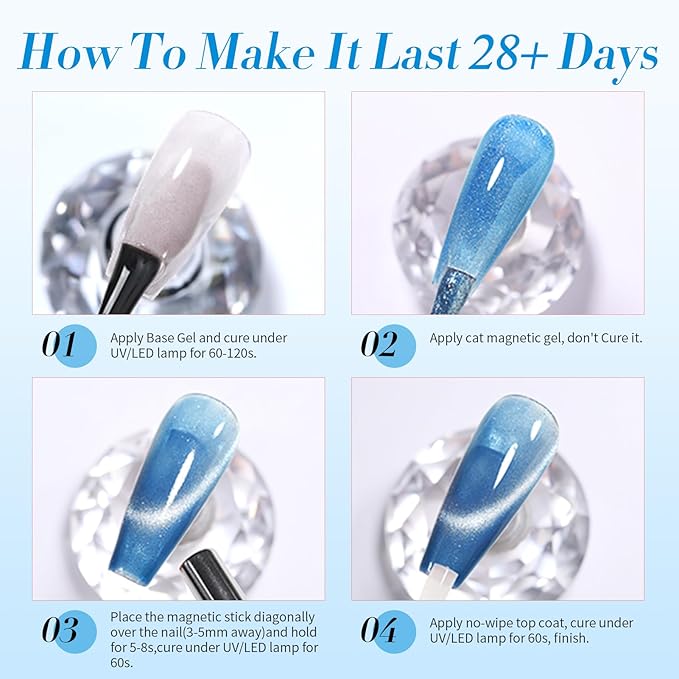 Born Pretty Gel Nail Polish Blue Series,Jelly Transparent,Cat Magnetic Eye,Shimmer Glitter Holographic Blue Gel Polish Kit for Salon Manicure and Nail Art DIY at Home 6Colors-Velvo Beauty
