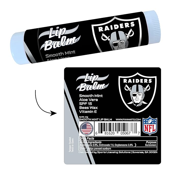 FANMATS 34683 Las Vegas Raiders Smooth Mint SPF 15 Lip Balm-Velvo Beauty
