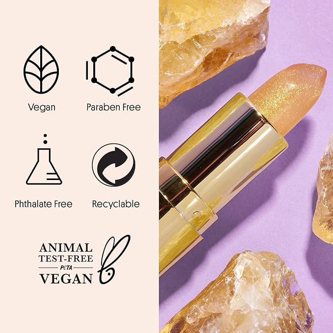 Winky Lux Citrine Balm, pH Lip Balm, Color Changing Lipstick and Tinted Lip Balm, Vegan & Cruelty Free Lip Balm, Hydrate & Plump, Sheer Pink Lipstick, Citrine-Velvo Beauty