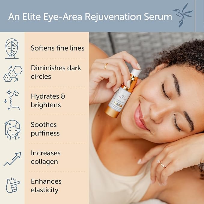 Renew Vegan Under Eye Serum for Dark Circles and Puffiness - Aging Skin Serum for Eye Bags, Fine Lines, Wrinkles, Crows Feet with Borage and Primrose - 0.5 Ounces-Velvo Beauty