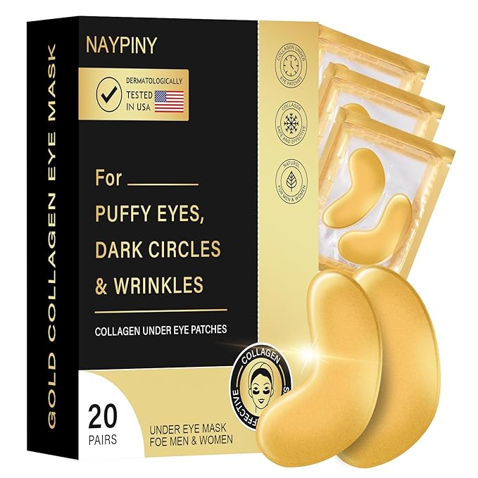 Golden Under Eye Patches Amino Acid & Collagen for Swollen Eyes, Under Eye Treatment Mask Help Reduce Wrinkles, Dark Circles and Puffiness - 20 Pairs (Orangen)-Velvo Beauty