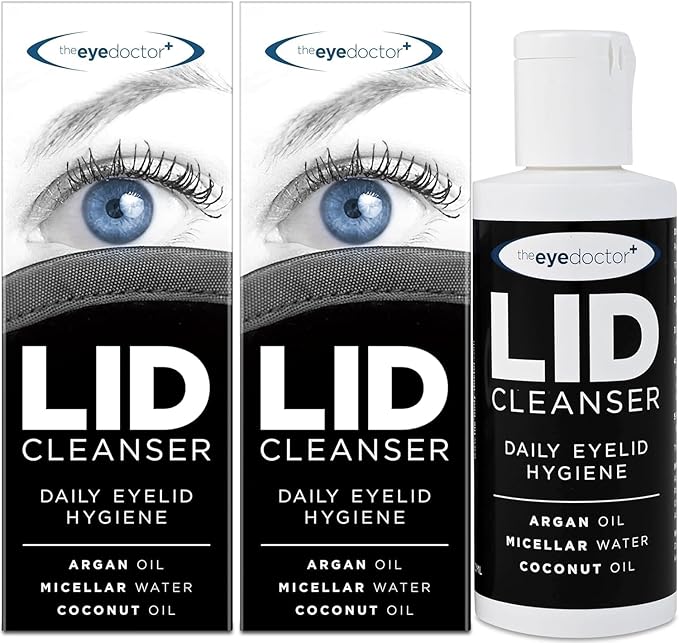 The Eye Doctor Lid Cleanser Twin Pack - Eyelid Cleanser Remove Debris Dirt & Make-up from Eyelids - Suitable for Sensitive Eyes - Contains Argan Oil Coconut Oil & Micellar Water 2X 100ml Bottles-Velvo Beauty