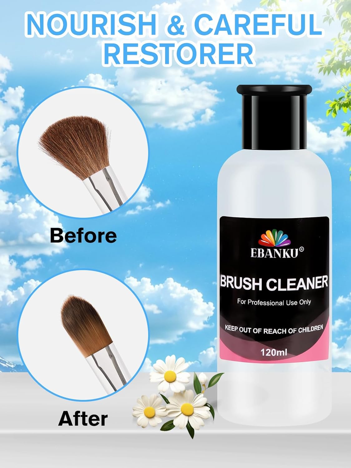 EBANKU 4OZ Nail Brush Cleaner, Nail Art Brushes Conditioner Quickly Clean Gel Nail Brush Clean Solution With Glass Cup and 100 Pcs Cleaning Pad for Nail Extension Gel-Velvo Beauty